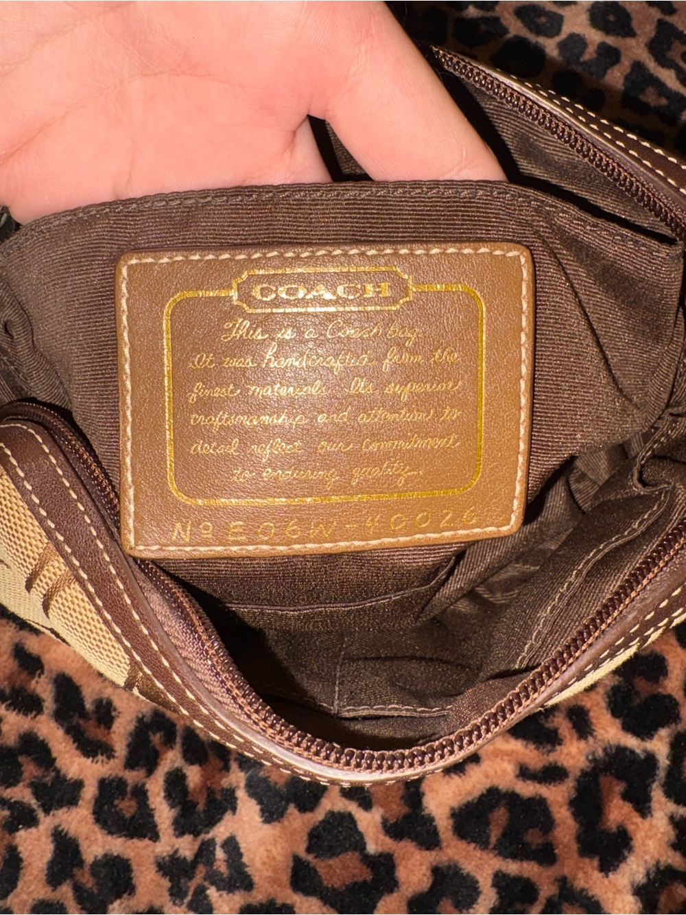 Coach 65th anniversary Signature Canvas Cosmetic Pouch in Brown/Tan - Picture 6 of 6